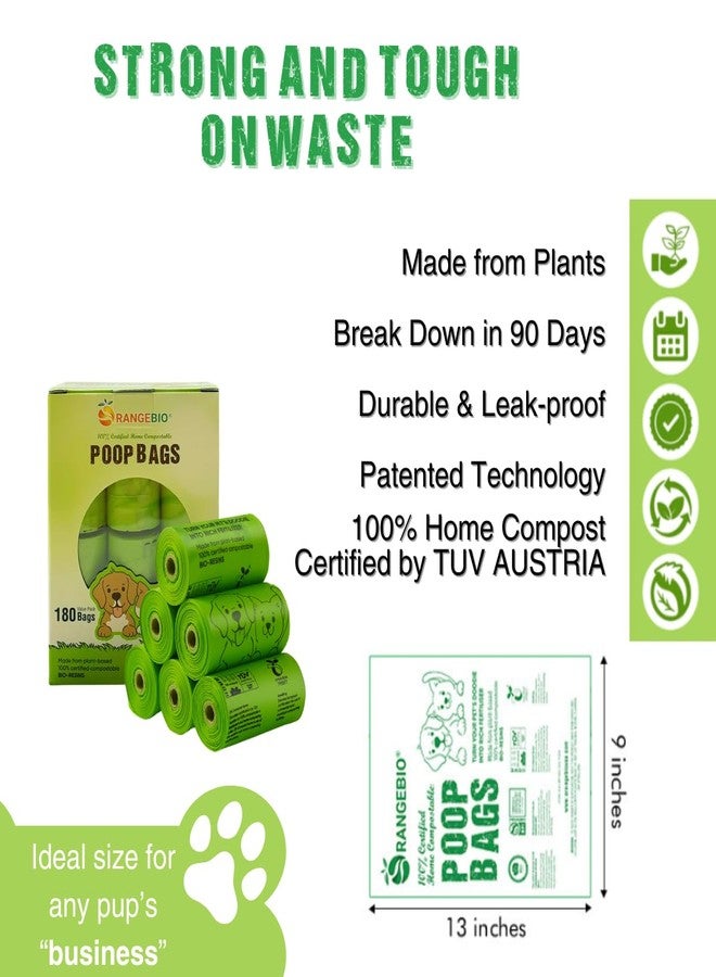 OrangeBio Dog Poop Bags, 100% Certified Home Compostable, 13 x 9 Inches - 180 Count (15 Bags per Roll, 12 Rolls), OK Compost Home - Image 2